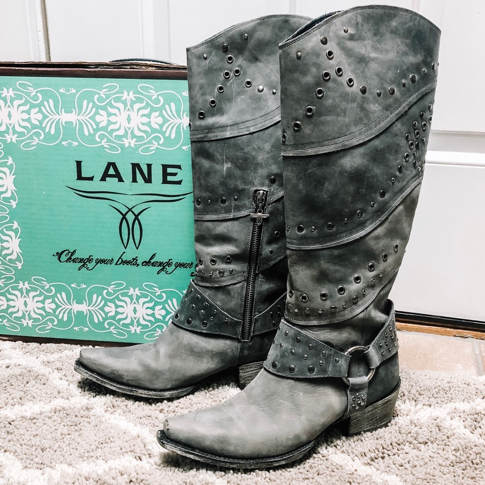 LANE hand-crafted leather studded Cowgirl Boots